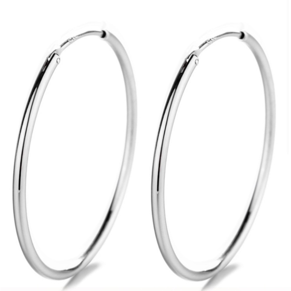 Sterling Silver Hoop 70MM Earrings - Picture 2 of 4